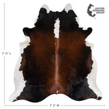 Brazilian Chocolate and White Cowhide Rug Size 7'11" L x 7'2" W 2710