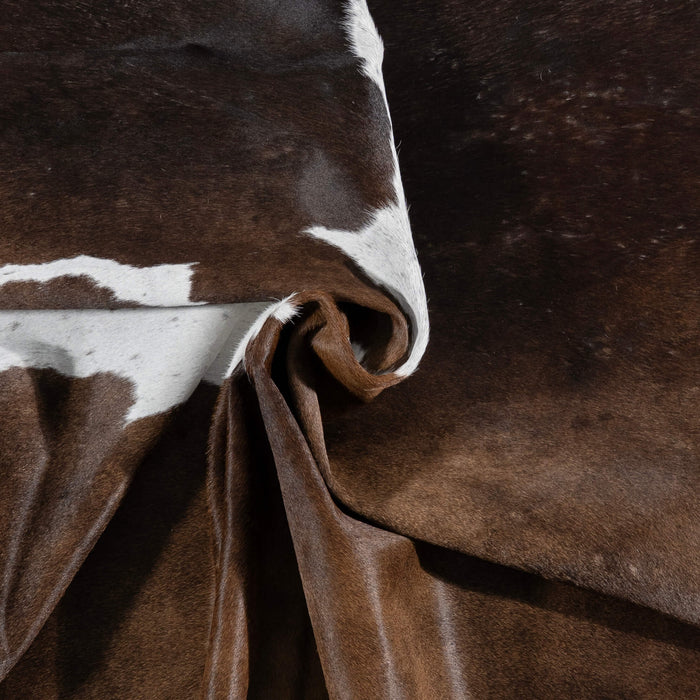 Brazilian Chocolate and White Cowhide Rug Size 7'9" L x 7'2" W 2712