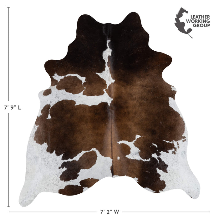 Brazilian Chocolate and White Cowhide Rug Size 7'9" L x 7'2" W 2712