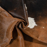 Brazilian Chocolate and White Cowhide Rug Size 7'9" L x 7'0" W 2714