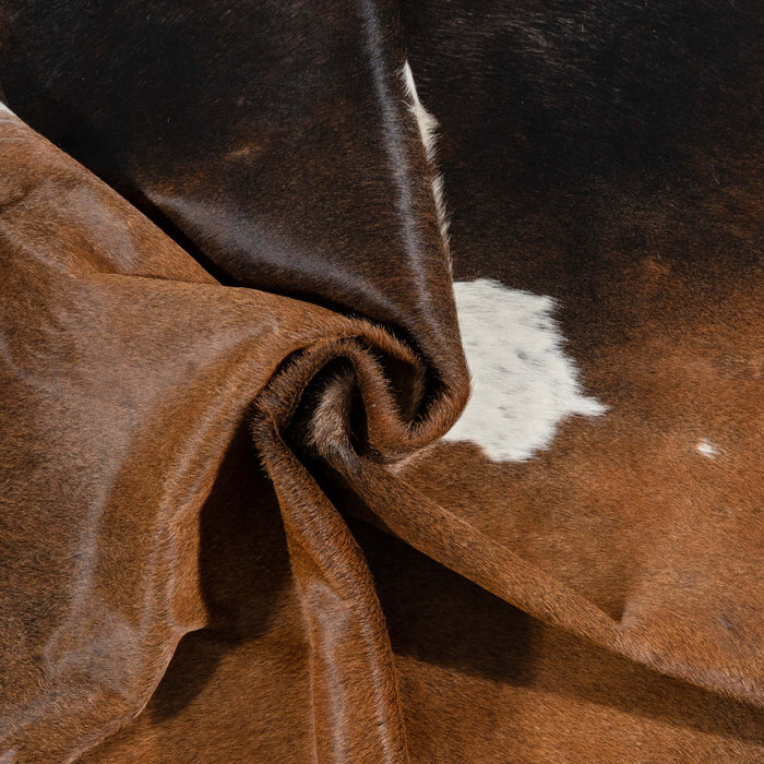 Brazilian Chocolate and White Cowhide Rug Size 7'9" L x 7'0" W 2714