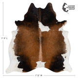 Brazilian Chocolate and White Cowhide Rug Size 7'9" L x 7'0" W 2714