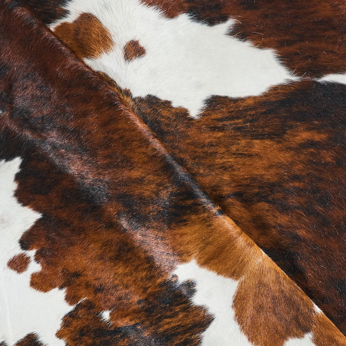 Tricolor Brindle Mix Cowhide Rug Size 7'10" L x 5'5" W 2802
