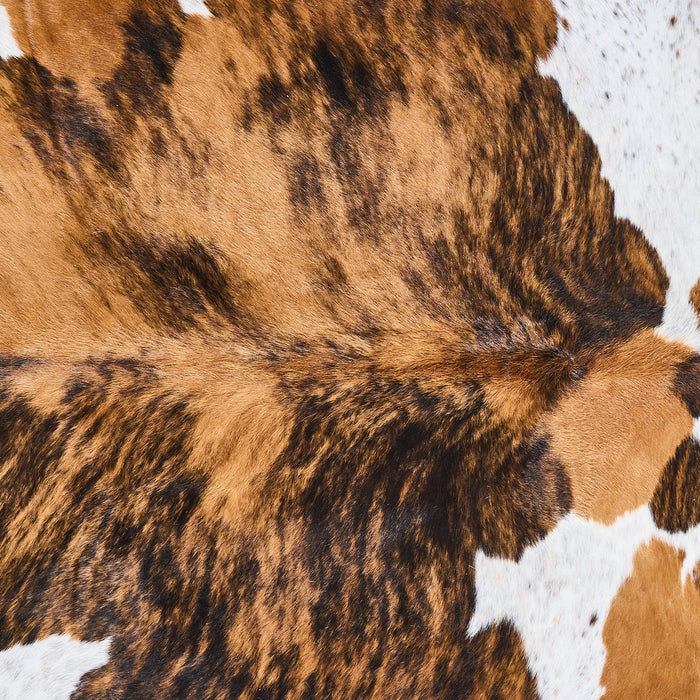 Tricolor Brindle Mix Cowhide Rug Size 7'7" L x 6'11" W 2804