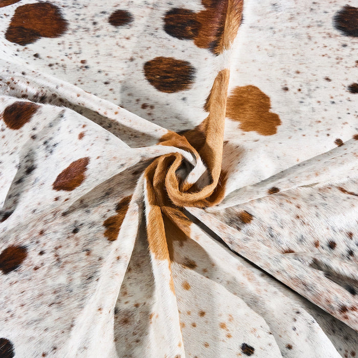 White Tricolor Cowhide Rug Size 7'5" L x 6'8" W 2805