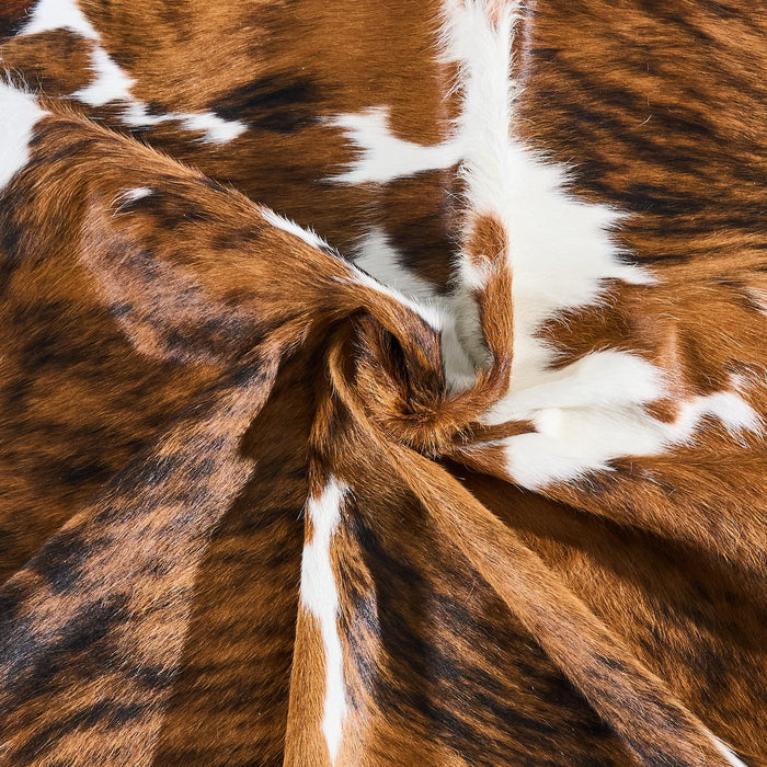 Tricolor Brindle Mix Cowhide Rug Size 6'8" L x 6'1" W 2806