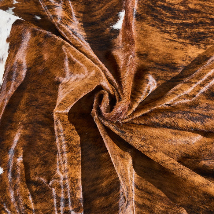 Tricolor Brindle Mix Cowhide Rug Size 8'2" L x 6'10" W 2808