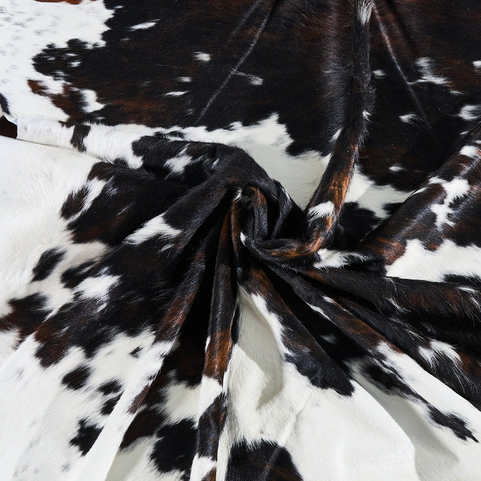 Dark Tricolor Cowhide Rug Size 7'7" L x 6'7" W 2811
