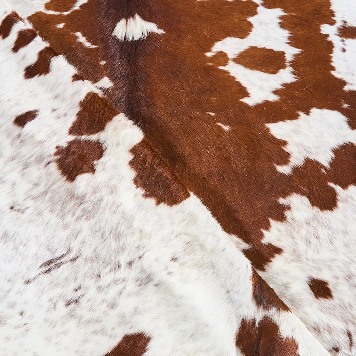 Brown and White Cowhide Rug Size 7'5" L x 6'7" W 2824