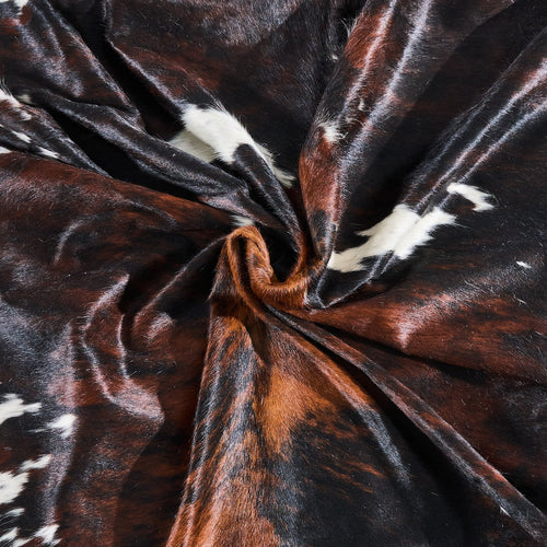 Dark Tricolor Cowhide Rug Size 7'5" L x 6'9" W 2826