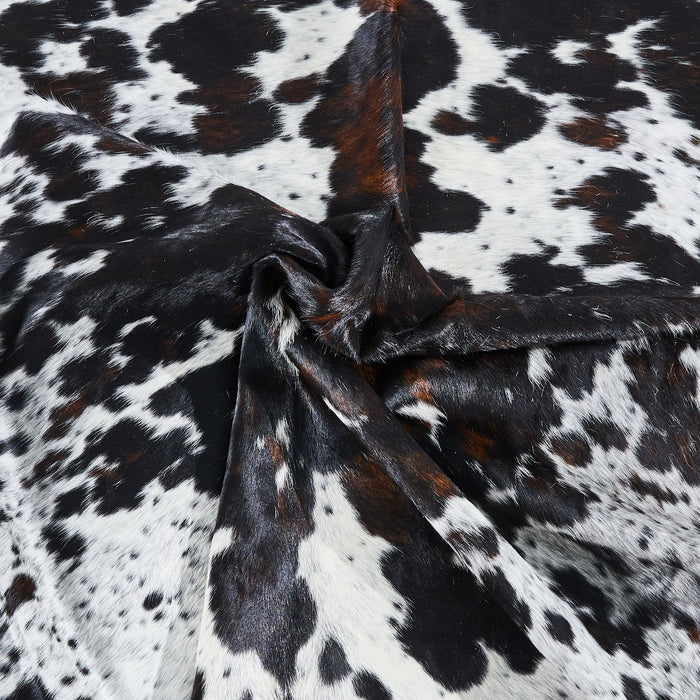 Dark Tricolor Cowhide Rug Size 8'0" L x 6'8" W 2829