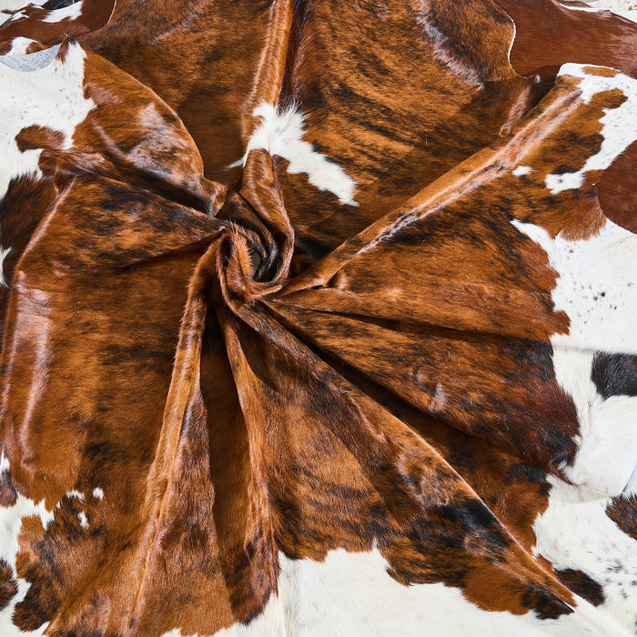 Tricolor Brindle Mix Cowhide Rug Size 8'2" L x 6'11" W 2830