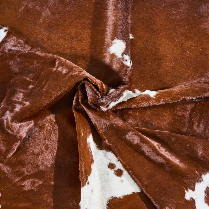 Brown and White Cowhide Rug Size 7'10" L x 6'10" W 2831