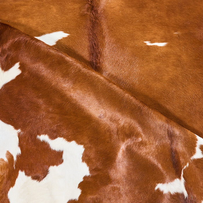 Brown and White Cowhide Rug Size 6'10" L x 6'2" W 2835