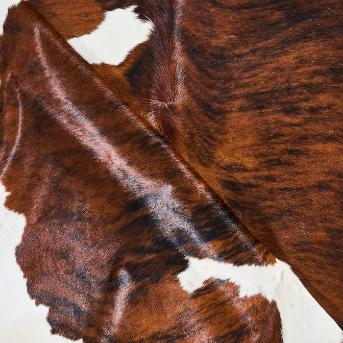 Tricolor Brindle Mix Cowhide Rug Size 7'3" L x 6'11" W 2836