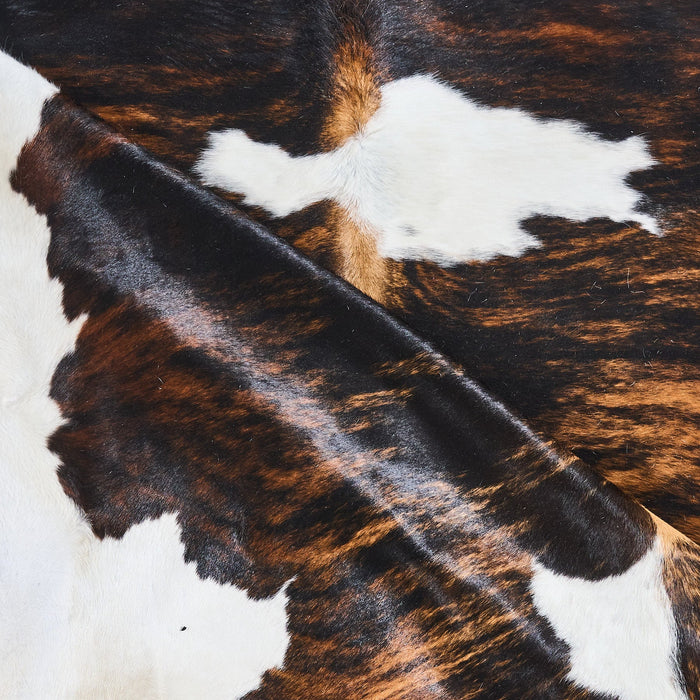 Dark Tricolor Cowhide Rug Size 7'6" L x 6'10" W 2838