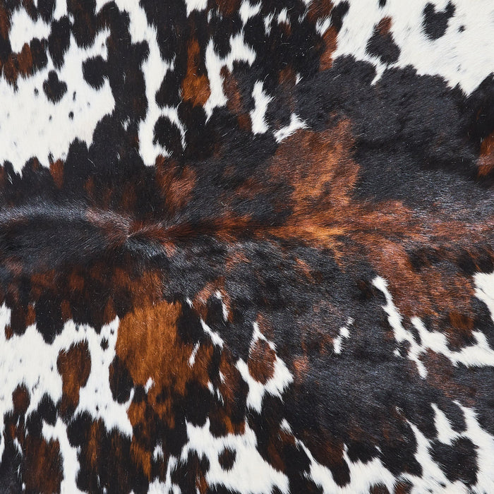 Dark Tricolor Cowhide Rug Size 7'7" L x 7'3" W 2839