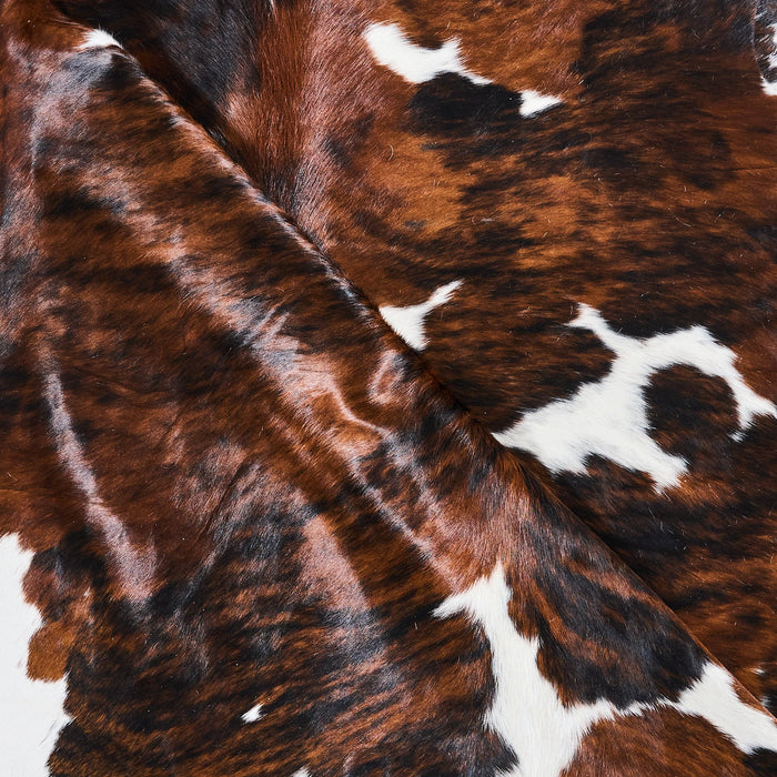 Tricolor Brindle Mix Cowhide Rug Size 7'5" L x 6'5" W 2851