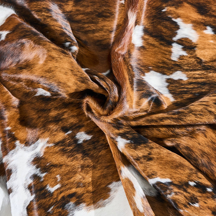 Tricolor Brindle Mix Cowhide Rug Size 7'11" L x 6'11" W 2856