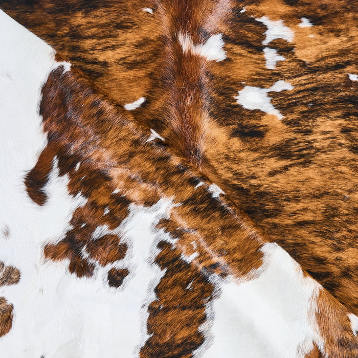 Tricolor Brindle Mix Cowhide Rug Size 7'11" L x 6'11" W 2856