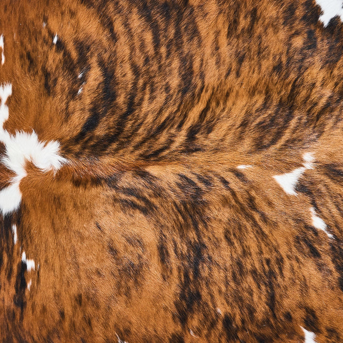 Tricolor Brindle Mix Cowhide Rug Size 7'6" L x 6'9" W 2861
