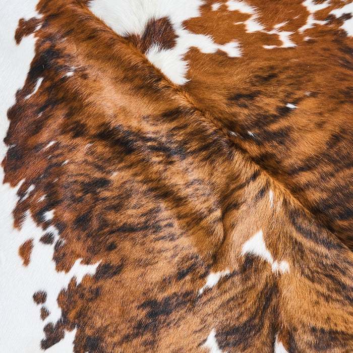 Tricolor Brindle Mix Cowhide Rug Size 7'6" L x 6'9" W 2861