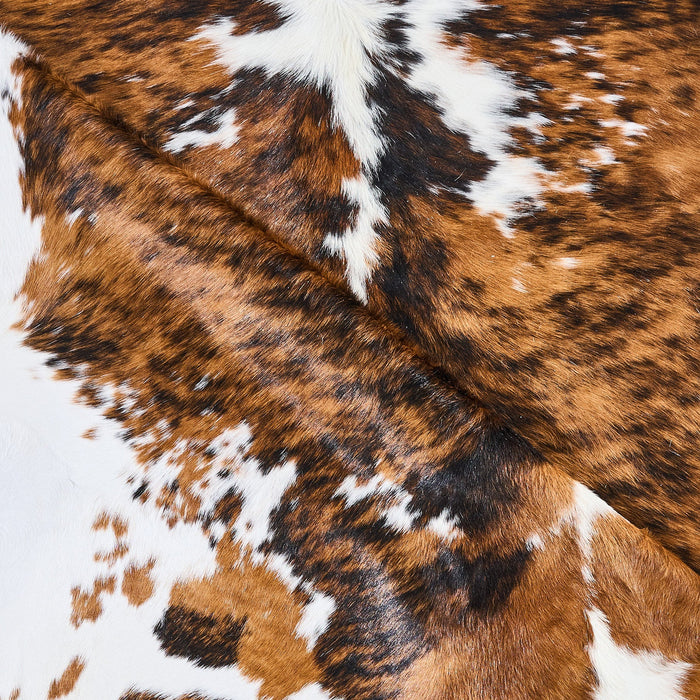 Tricolor Brindle Mix Cowhide Rug Size 7'5" L x 6'6" W 2862