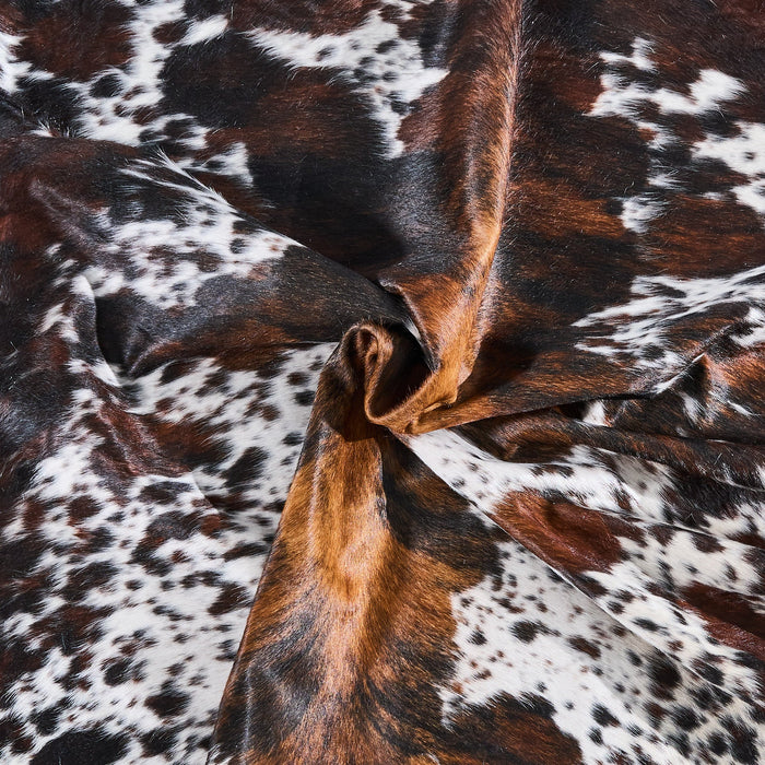 Dark Tricolor Cowhide Rug Size 7'10" L x 6'10" W 2863