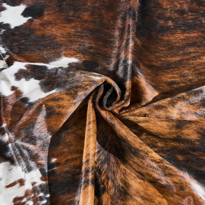Tricolor Brindle Mix Cowhide Rug Size 7'4" L x 6'11" W 2864