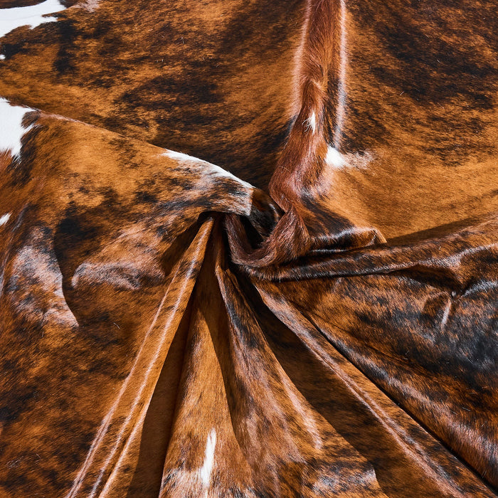 Tricolor Brindle Mix Cowhide Rug Size 7'9" L x 6'10" W 2865