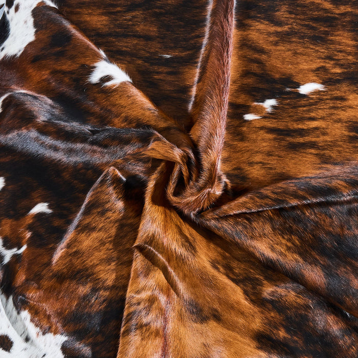 Tricolor Brindle Mix Cowhide Rug Size 8'1" L x 7'3" W 2867