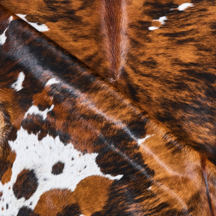 Tricolor Brindle Mix Cowhide Rug Size 8'1" L x 7'3" W 2867