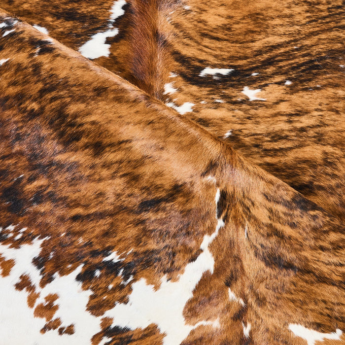 Tricolor Brindle Mix Cowhide Rug Size 7'7" L x 6'6" W 2870