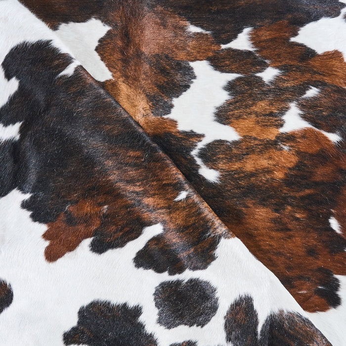 Dark Tricolor Cowhide Rug Size 7'8" L x 6'6" W 2871