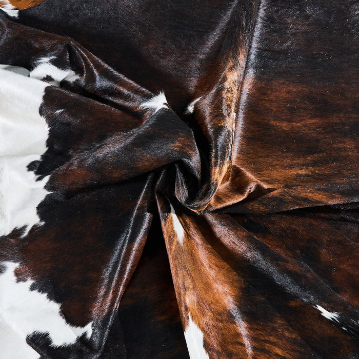 Dark Tricolor Cowhide Rug Size 7'8" L x 6'11" W 2872