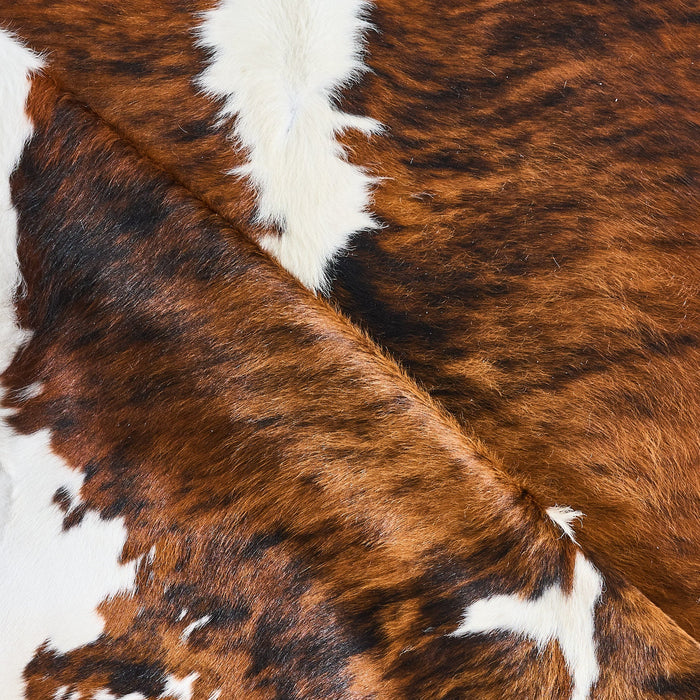 Tricolor Brindle Mix Cowhide Rug Size 7'8" L x 6'8" W 2873
