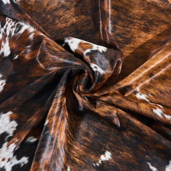 Tricolor Brindle Mix Cowhide Rug Size 7'5" L x 6'4" W 2876