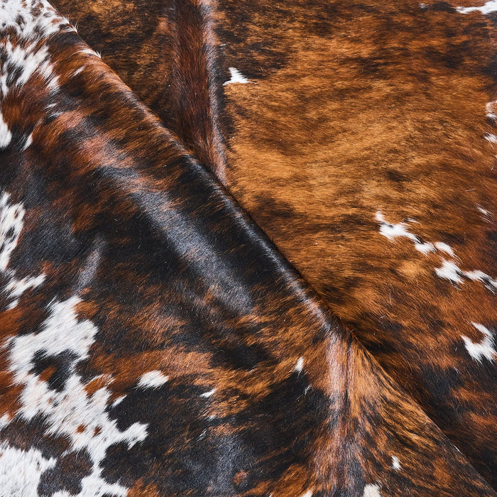 Tricolor Brindle Mix Cowhide Rug Size 7'5" L x 6'4" W 2876