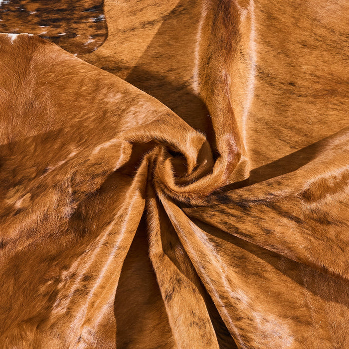 Tricolor Brindle Mix Cowhide Rug Size 6'4" L x 6'2" W 2877