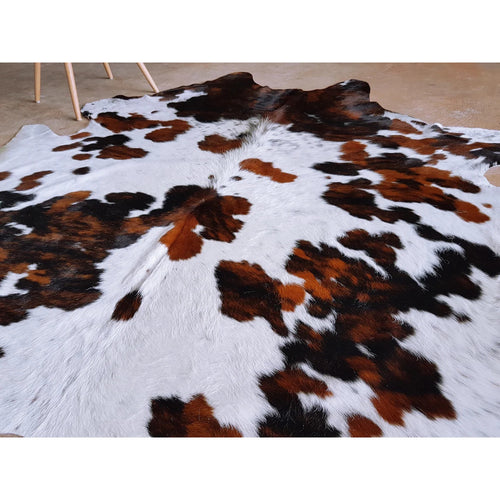 White Tricolor Cowhide Rug , Natural Suede Leather | eCowhides