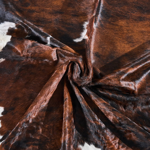 Tricolor Brindle Mix Cowhide Rug Size 7'9" L x 6'9" W 2882