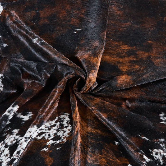 Dark Tricolor Cowhide Rug Size 7'4" L x 7'0" W 2884