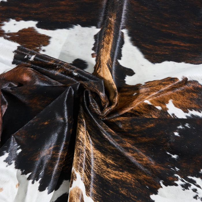 Dark Tricolor Cowhide Rug Size 7'7" L x 6'5" W 2888