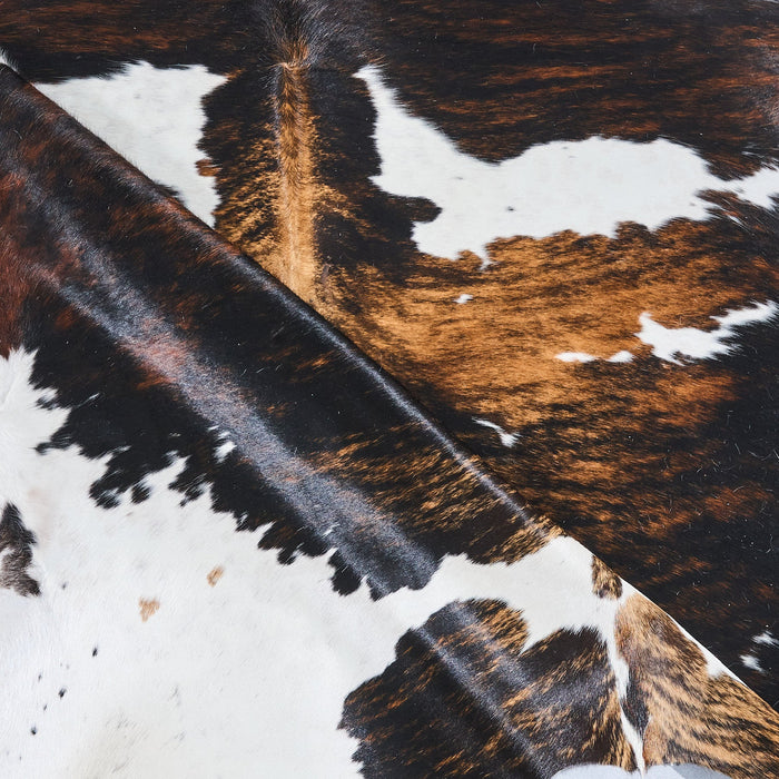Dark Tricolor Cowhide Rug Size 7'7" L x 6'5" W 2888