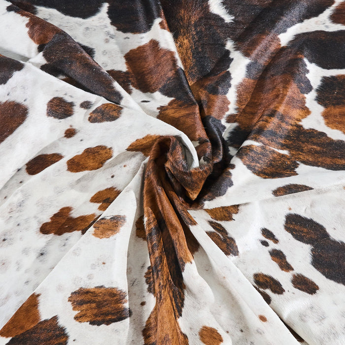White Tricolor Cowhide Rug Size 8'1" L x 6'9" W 2889