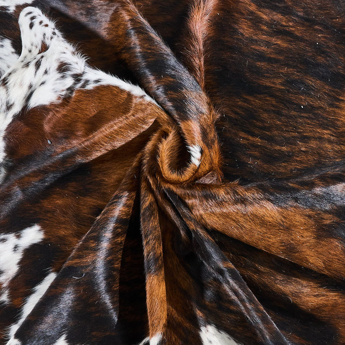 Tricolor Brindle Mix Cowhide Rug Size 7'4" L x 6'4" W 2897