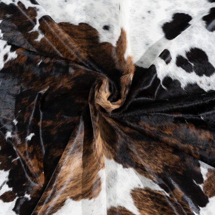 Dark Tricolor Cowhide Rug Size 8'1" L x 7'1" W 2902