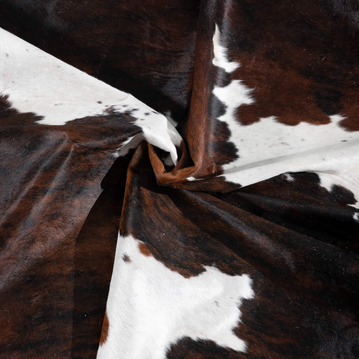Dark Tricolor Cowhide Rug Size 7'4" L x 6'10" W 2908