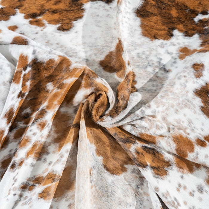 White Tricolor Cowhide Rug Size 8'0" L x 7'3" W 2911