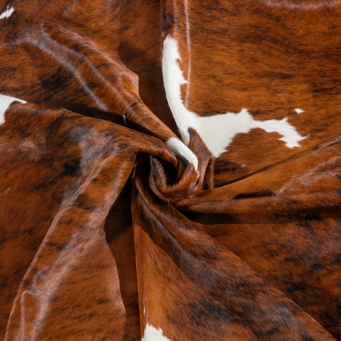 Tricolor Brindle Mix Cowhide Rug Size 7'6" L x 6'9" W 2913